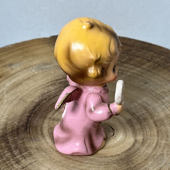 VTG HTF Josef Originals Wee Folks Figurine Pink Angel Lollipops Big Eyes Japan - Picture 4 of 5